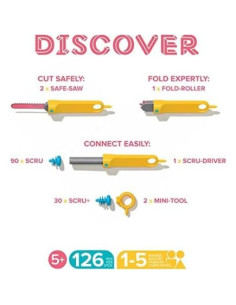 Makedo Caja de Herramientas de Cartón 126 Piezas para Niños 4-13 Años 2