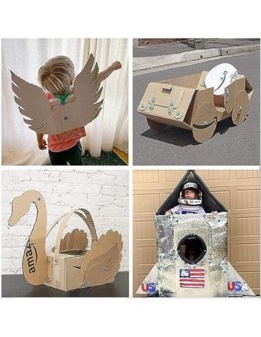 Makedo Caja de Herramientas de Cartón 126 Piezas para Niños 4-13 Años