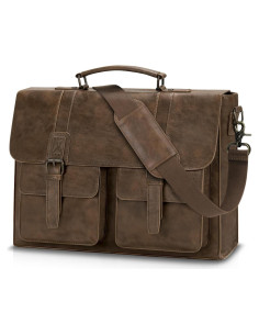 Bolsa Mensajera de Cuero RAINSMORE 15.6" Impermeable Marrón