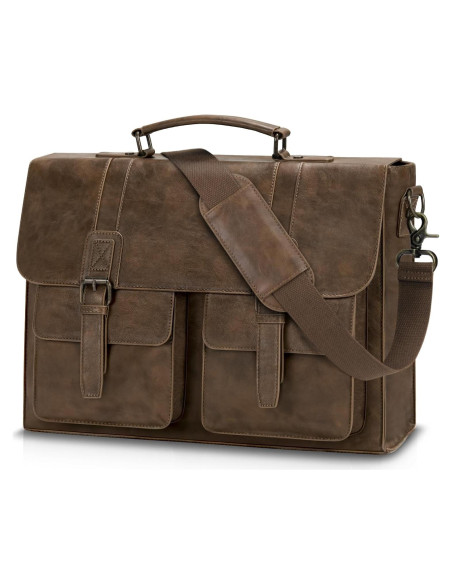 Bolsa Mensajera de Cuero RAINSMORE 15.6" Impermeable Marrón