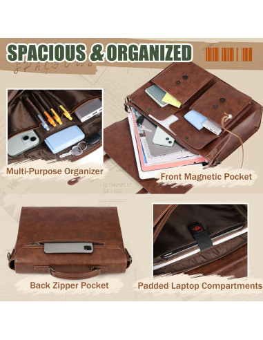 Bolsa de Mensajero RAINSMORE de Cuero Vintage 43.9 cm