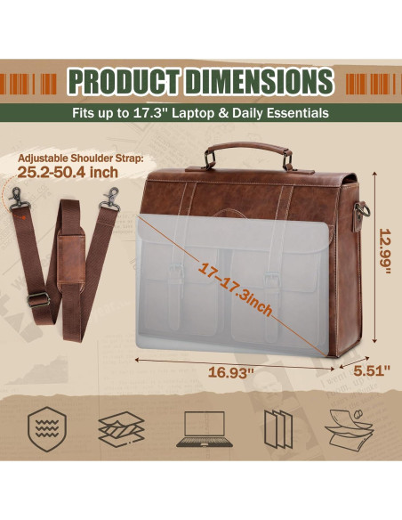 Bolsa de Mensajero RAINSMORE de Cuero Vintage 43.9 cm