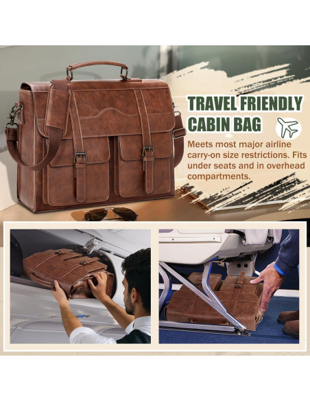 Bolsa de Mensajero RAINSMORE de Cuero Vintage 43.9 cm