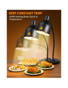 Lámpara de Calor WICHEMI 2 Cabezas 500W Acero Inoxidable 2