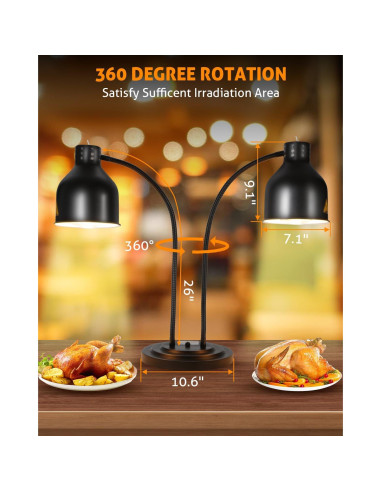 Lámpara de Calor WICHEMI 2 Cabezas 500W Acero Inoxidable