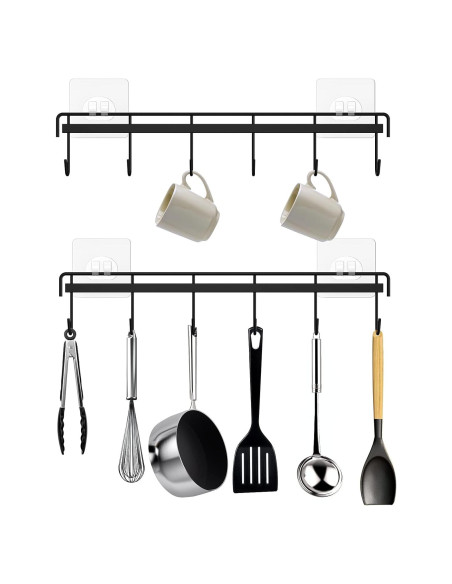 Soporte para Utensilios de Cocina HOMEBROS Negro 2 Pcs 12 Ganchos