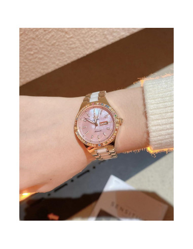 Reloj Automático OUPINKE para Mujeres Oro Rosa con Diamantes