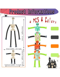 Juguetes de Esqueleto Telescópicos TeePolly 4 Piezas Halloween 2