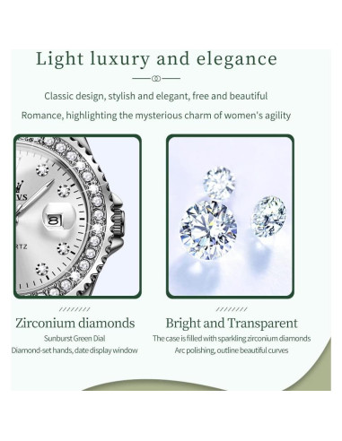 Reloj de Pulsera OLEVS para Mujeres con Diamantes Plata 30m