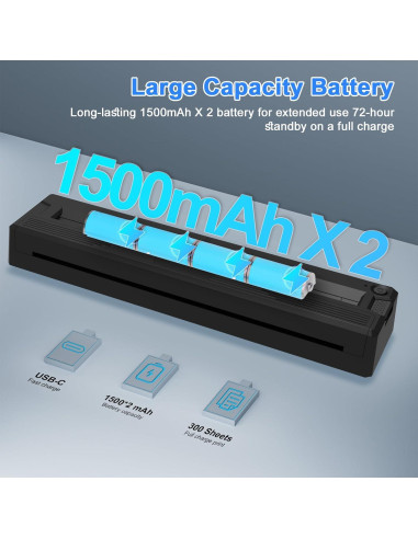 Impresora Térmica Portátil WBK T11 Inalámbrica Bluetooth A4