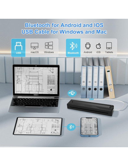 Impresora Térmica Portátil WBK T11 Inalámbrica Bluetooth A4 Impresora Térmica Portátil WBK T11 Inalámbrica Bluetooth A4
