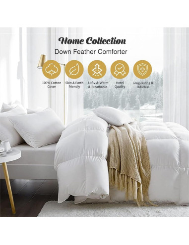Edredón de Plumas y Plumón TOPGREEN King 100% Algodón Blanco