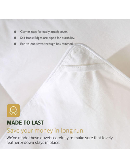 Edredón de Plumas y Plumón TOPGREEN King 100% Algodón Blanco