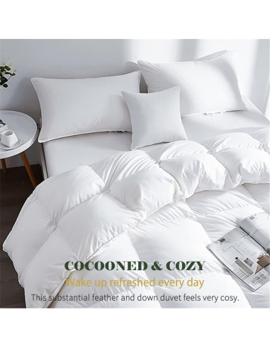 Edredón de Plumas y Plumón TOPGREEN King 100% Algodón Blanco