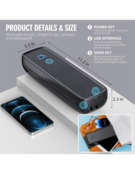 Impresora Portátil Inalámbrica Aixiqee A80 Térmica A4