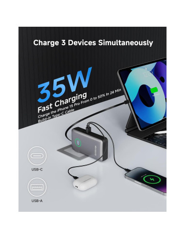 Banco de Energía 10000mAh Gitryin Type-C 12 en 1 Carga Rápida