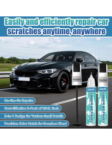 Pintura de Retoque para Coches Lubynia 40 ml Negra Brillante