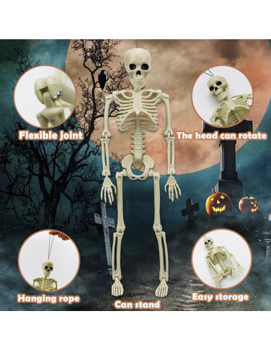 Esqueleto de Halloween MEMOVAN 40.64 cm 2 Piezas Articulados