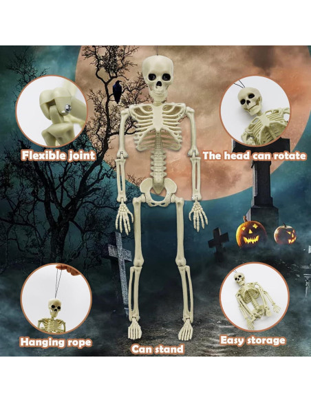Esqueleto de Halloween MEMOVAN 40.64 cm 2 Piezas Articulados