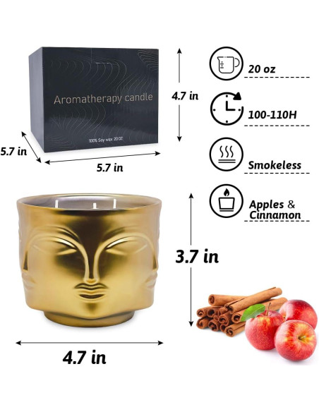 Vela Aromática de Manzana y Canela 20oz Calm-Life 3 Mechas Vela Aromática de Manzana y Canela 20oz Calm-Life 3 Mechas