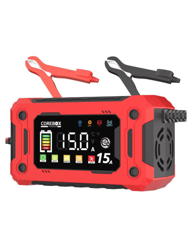 Cargador de Batería COREBOX 12V 15A con Pantalla LCD