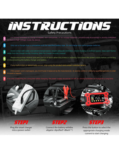 Cargador de Batería COREBOX 12V 15A con Pantalla LCD