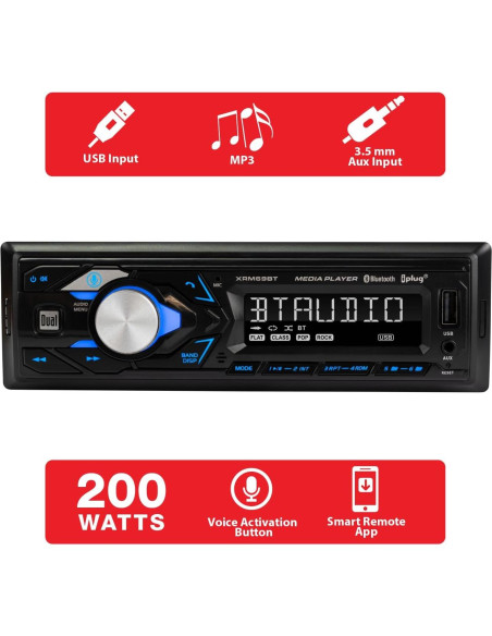 Estéreo de coche Dual XRM69BT con Bluetooth y pantalla LCD