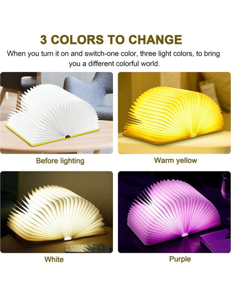 Lámpara de libro LED 3D ciervo recargable USB 21.5 cm