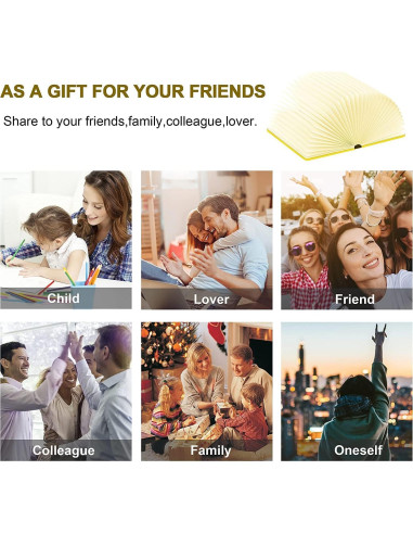 Lámpara de libro LED 3D ciervo recargable USB 21.5 cm