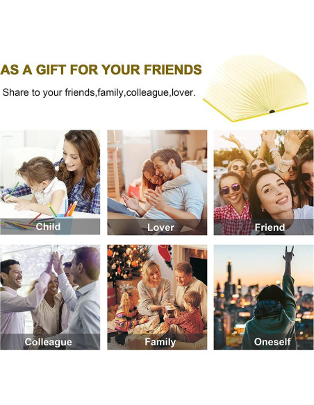 Lámpara de libro LED 3D ciervo recargable USB 21.5 cm