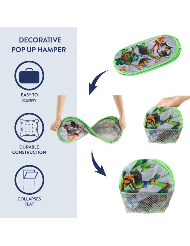Cesto Pop-Up Tortugas Ninja Idea Nuova 53.3cm - Almacenamiento Ropa y Juguetes