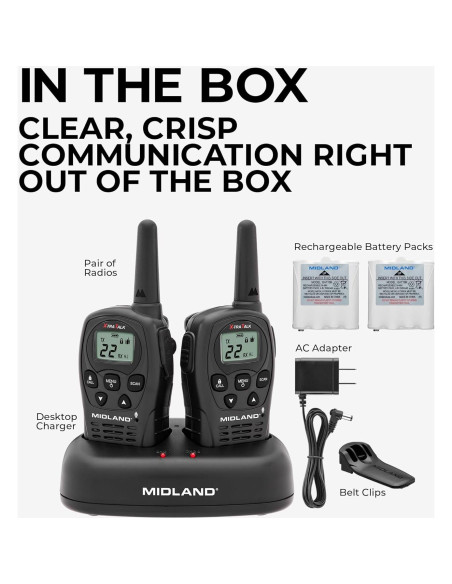 Walkie Talkies Midland LXT500VP3, 22 Canales, Rango 24 Millas