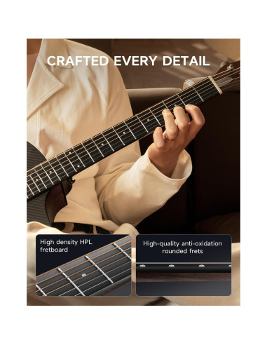 Guitarra Acústica Donner RISING-G1 38" Carbono y Caoba