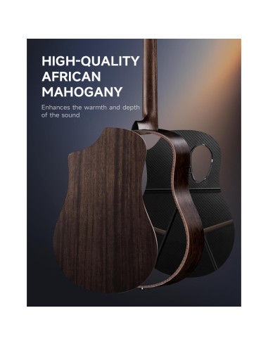 Guitarra Acústica Donner RISING-G1 38" Carbono y Caoba