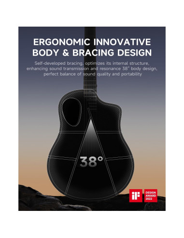 Guitarra Acústica Donner RISING-G1 38" Carbono y Caoba