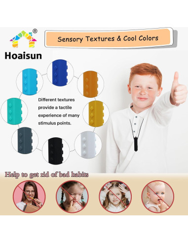 Collares Masticables Sensoriales Hoaisun - Paquete de 8 para Niños