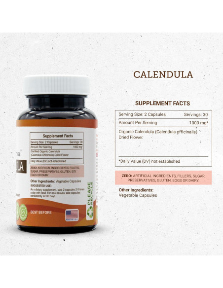 Cápsulas de Caléndula 1000 mg Secretos de la Tribu 60 Unidades