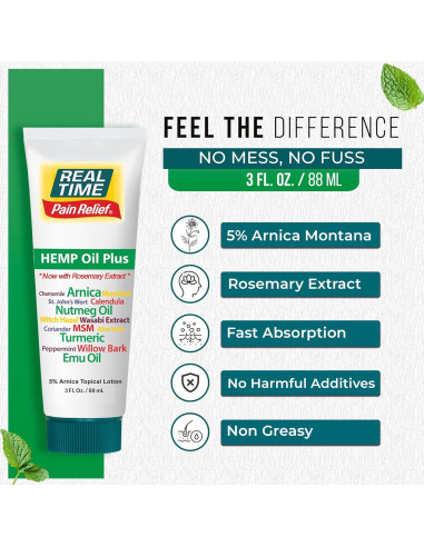 Aceite de Cañamo Plus Real Time Pain Relief 85g - Alivio Articulaciones