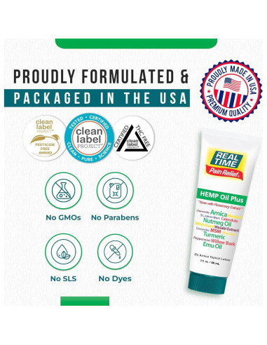 Aceite de Cañamo Plus Real Time Pain Relief 85g - Alivio Articulaciones