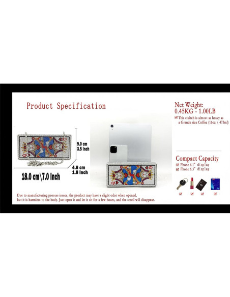 Bolso Clutch de Rhinestones Boutique De FGG Mini 18x9x4.5cm