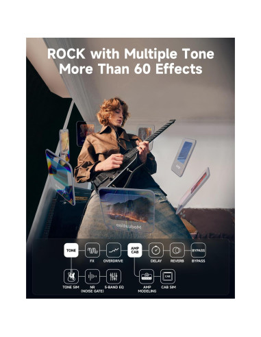 Guitarra Eléctrica Donner HUSH X PRO - Viaje Inteligente, Negro