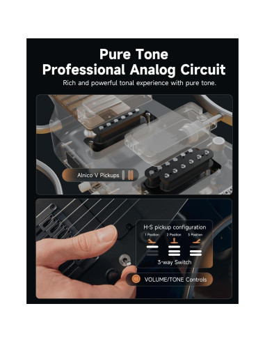 Guitarra Eléctrica Donner HUSH X PRO - Viaje Inteligente, Negro