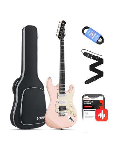 Guitarra Eléctrica Donner DST-200 Rosa Flor Cuerpo Sólido