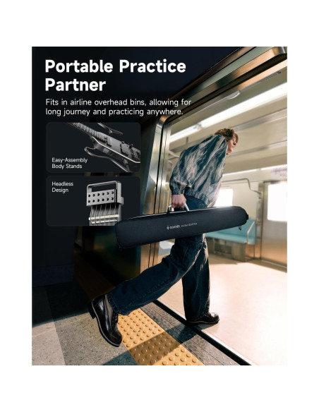 Guitarra Eléctrica Donner HUSH X PRO - Viaje Inteligente, Negro