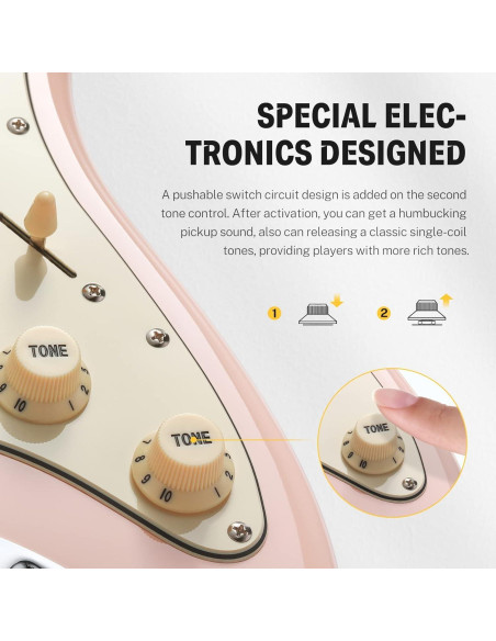 Guitarra Eléctrica Donner DST-200 Rosa Flor Cuerpo Sólido