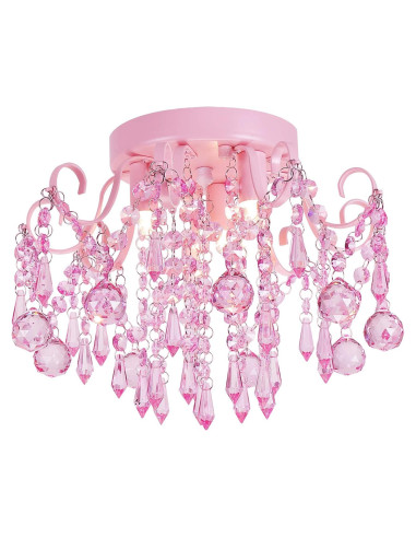 Candelabro de Cristal Rosa Q&S 3 Luces 30x30 cm