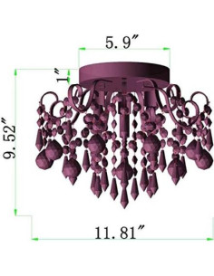 Candelabro de Cristal Rosa Q&S 3 Luces 30x30 cm 2