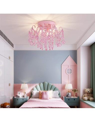 Candelabro de Cristal Rosa Q&S 3 Luces 30x30 cm