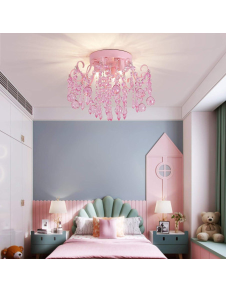 Candelabro de Cristal Rosa Q&S 3 Luces 30x30 cm