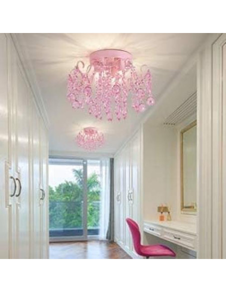 Candelabro de Cristal Rosa Q&S 3 Luces 30x30 cm